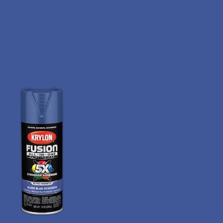 Short Cuts Krylon Fusion All-In-One Gloss Blue Hyacinth Paint+Primer Spray Paint 12 oz K02703007